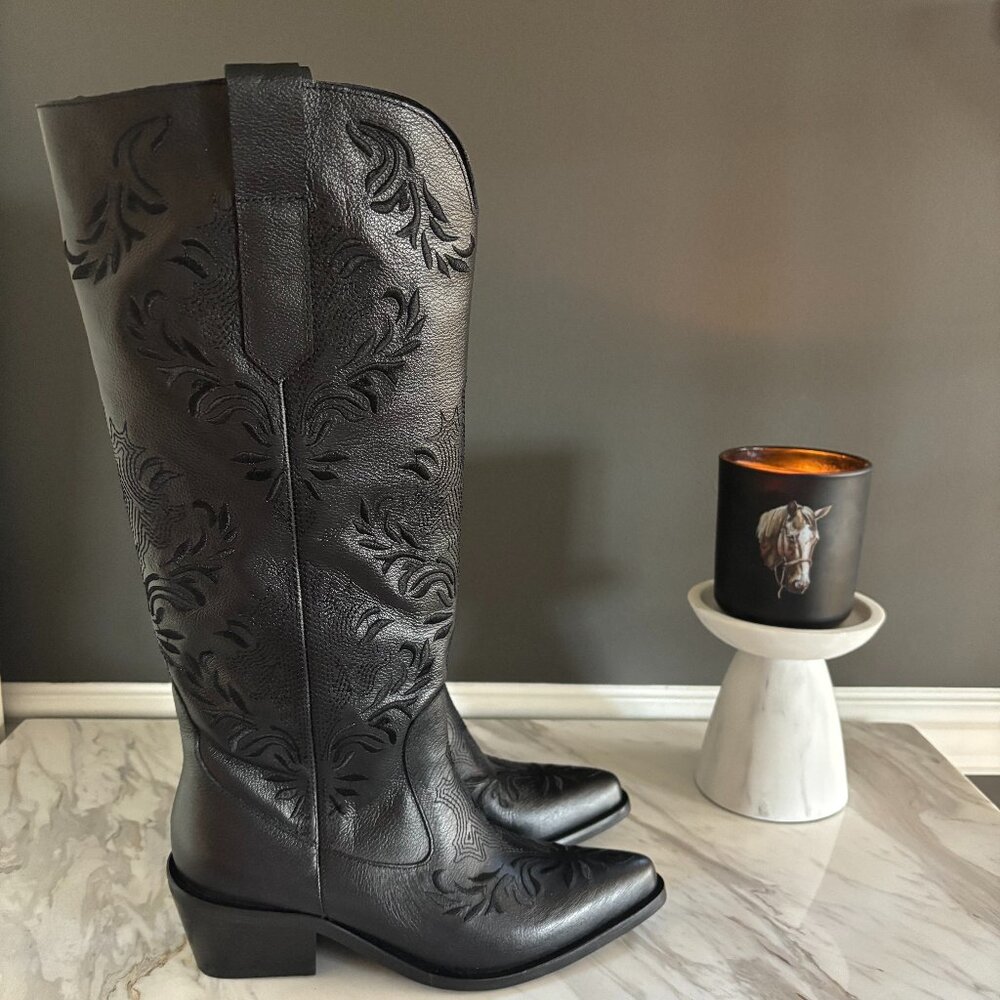 New In Box  STIVALI Jolene cowboy boots black leather Size 7 US / 38 EU